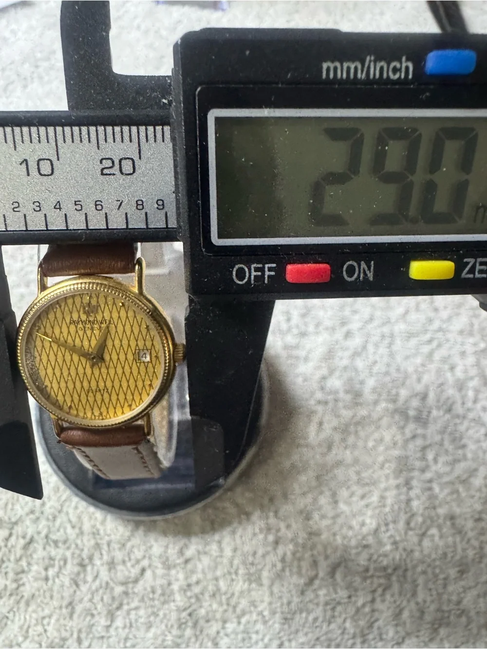 #174 Raymond Weil Gold Dial Brown Leather Strap Watch